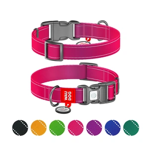 Нашийник для тварин WAUDOG Nylon Mono з QR паспортом, пластиковий фастекс XL рожевий (52167) зображення 1