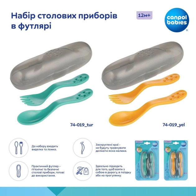 Набір дитячого посуду Canpol babies столові прибори в футлярі - бірюзовий (74/019_tur) - picture 5