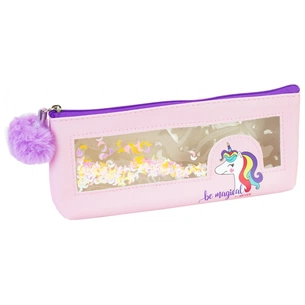 Пенал Cool For School з віконцем конфеті та помпоном 1 відділення рожевий (CF87019) зображення 1