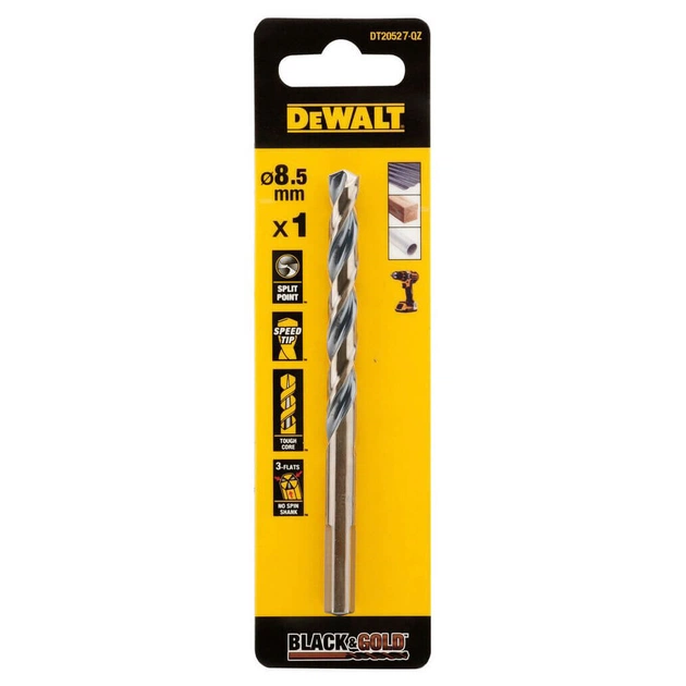 Сверло DeWALT по металлу Black & Gold,HSS-G, 8.5 х 117 х 75 мм (DT20527) - изображение 1