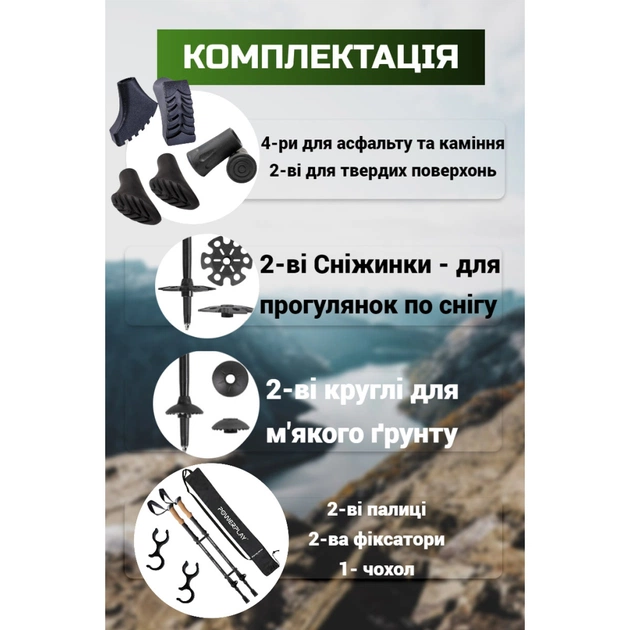 Трекінгові палиці PowerPlay 9110 Friluftsliv Black/White 80-135 см (PP_9110_Friluftsliv) - picture 5