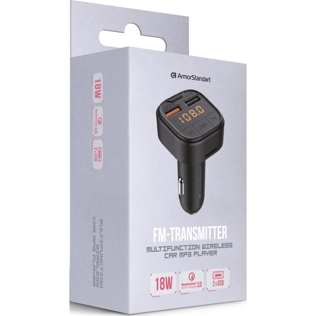 FM модулятор Armorstandart ASF1 18W QC3.0 2xUSB black (ARM82826) - зображення 4