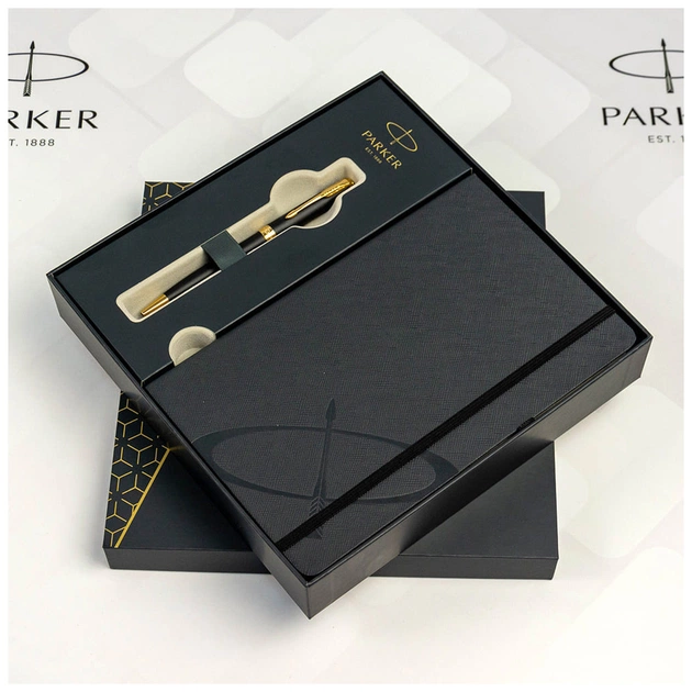 Ручка кулькова Parker SONNET 17 Matte Black Lacquer GT BP + блокнот Parker + подар.упак. GIFT24 (84 832b24) - picture 5