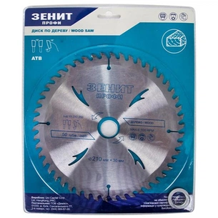 Диск пильний Зеніт "ПРОФІ" по дереву 210x30/25.4/20, ATB 50 (19210350) зображення 1