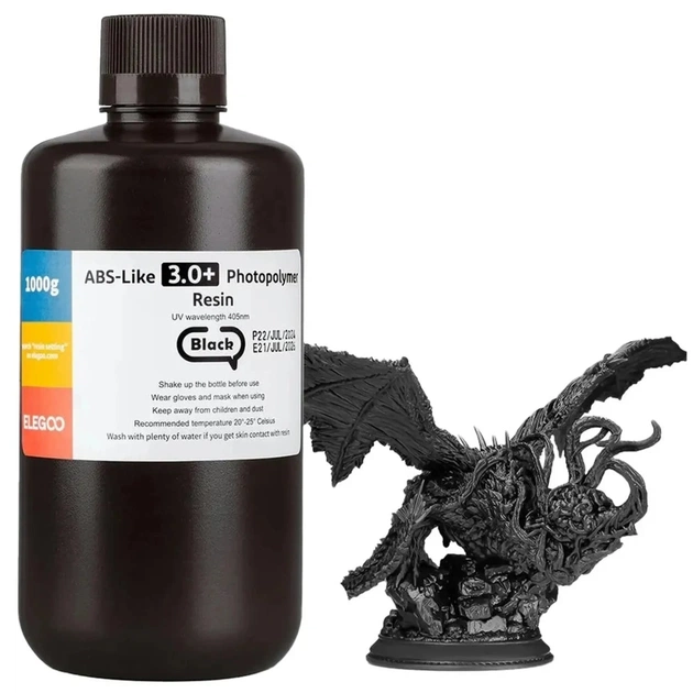 Фотополімерна смола ELEGOO Resin, ABS-like 3.0 plus 1кг, black (50.103.0218) - зображення 1