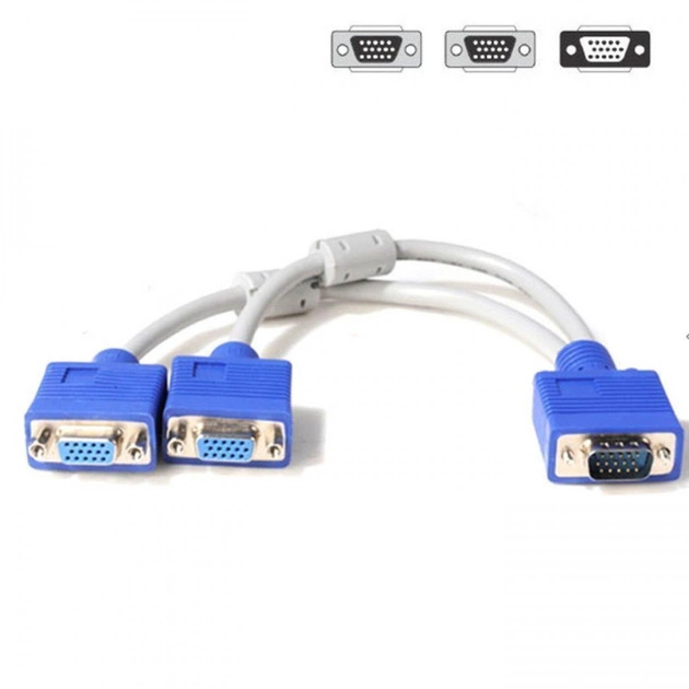 Переходник VGA M to 2 VGA F 10 cm Atcom (10800) - изображение 1