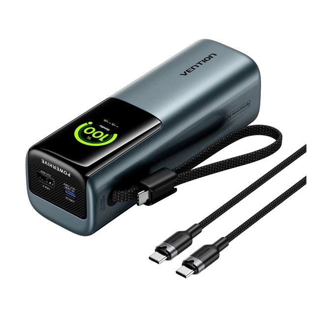 Батарея универсальная Vention 27000mAh 100+10W PD/3.1, UFCS, PPS, TFT Display, gray (FKGH0) - изображение 1