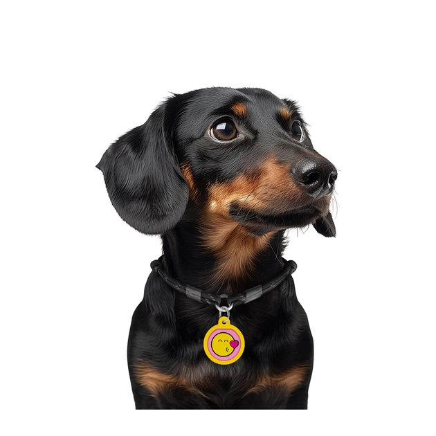 Адресник для тварин WAUDOG Smart ID з QR паспортом "Смайли на рожевому", коло 25 мм (225-0187) - picture 6