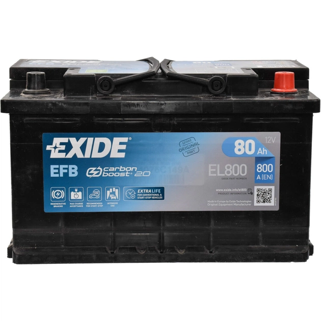 Акумулятор автомобільний EXIDE START-STOP EFB 80A (EL800) - зображення 1