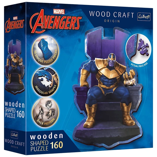 Пазл Trefl Wooden Marvel Heroes Танос на троні 160 елементів (5900511201840) - зображення 1