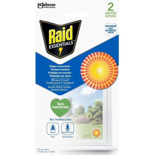 Липкая лента от насекомых Raid Essentials Наклейки от мух 2 шт. (5000204305265) - изображение 1