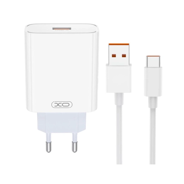 Зарядное устройство XO USB 120W + cable USB to USB-C white (XO-L128U) - изображение 1