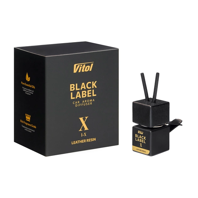 Ароматизатор для автомобиля Vitol Osvizhuvach povitrya VITOL Black Label Leather Resin X 8ml V2304010 (V2304010) - изображение 1