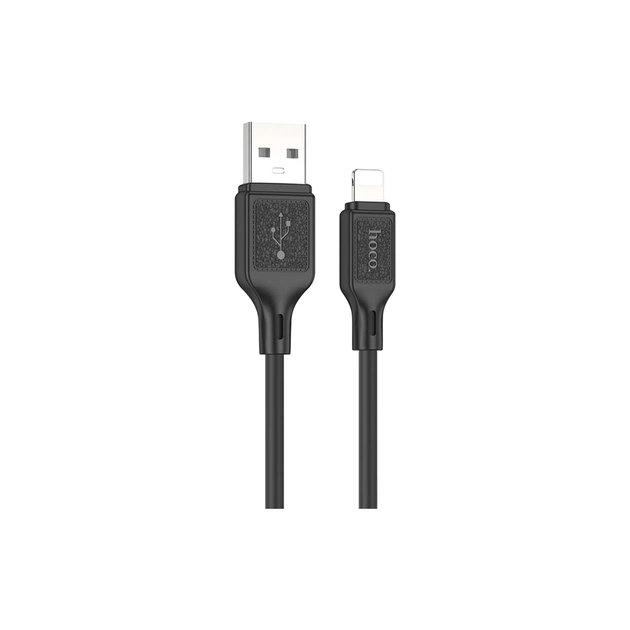 Дата кабель USB 2.0 AM to Lightning 1.0m silicone black HOCO (6931474788405) - изображение 1