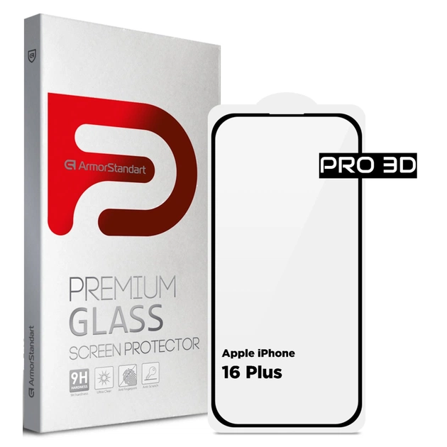 Скло захисне Armorstandart Pro 3D Apple iPhone 16 Plus Black (ARM78033) - зображення 1