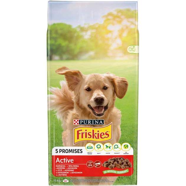 Сухий корм для собак Purina Friskies Active з яловичиною 15 кг (7613031394876) - зображення 1