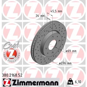 Гальмівний диск ZIMMERMANN 380.2168.52 зображення 1