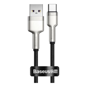 Дата кабель USB 3.1 AM to USB-C 0.25m 6.0A 66W Cafule Series Metal Black Baseus (CAKF000001) зображення 1
