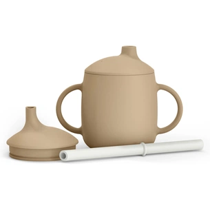 Поїльник-непроливайка Suavinex Colour Essence силіконова 3 в 1 (з носиком та трубочкою), 270 мл, +6 м. , бежева (402898) зображення 1