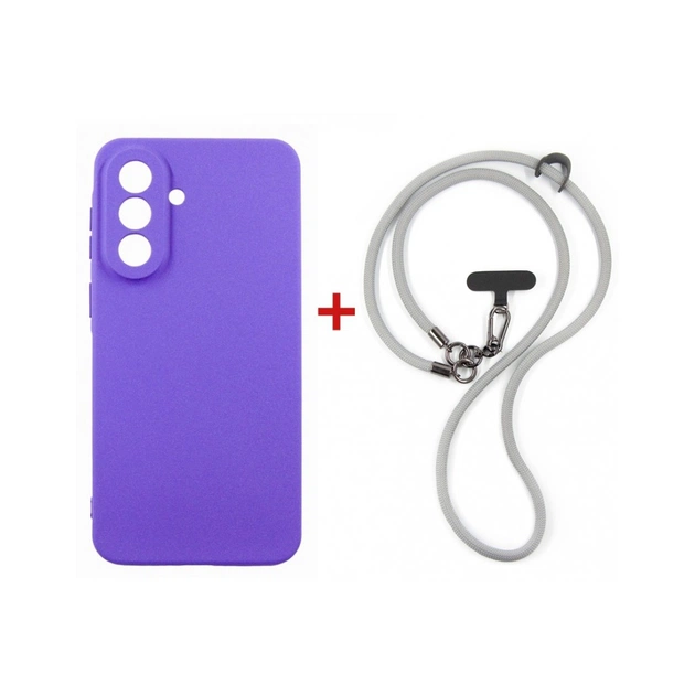 Чохол до мобільного телефона Dengos Case + Cross-body Strap Samsung Galaxy A37 Purple+Grey (DG-KM-CCRB-03) - зображення 1