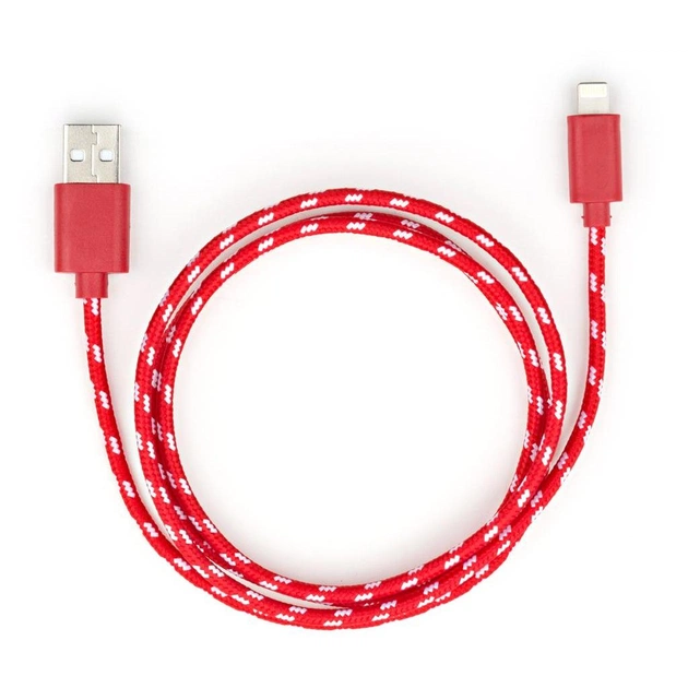 Дата кабель USB 2.0 AM to Lightning 2color nylon 1m red Vinga (VCPDCLNB31R) - изображение 1