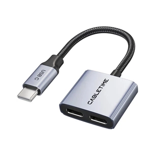 Перехідник USB-C M to USB-C F Audio + USB-C F PD60W Cabletime (CA915781) зображення 1