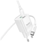 Зарядний пристрій HOCO C149A Charm 1xUSB-C PD30W + 1xUSB QC3.0 + cable USB-C to USB-C White (6942007630351) - зменшене зображення 5
