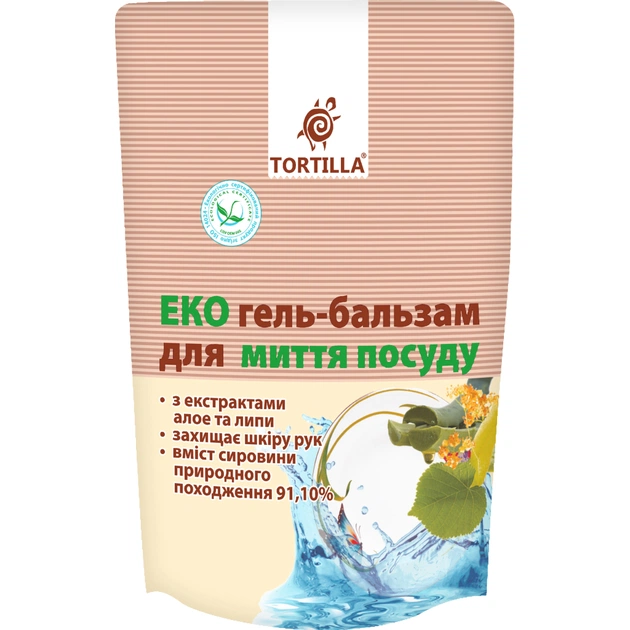 Засіб для ручного миття посуду Tortilla Еко гель-бальзам запаска 500 мл (4820178061421) - picture 1
