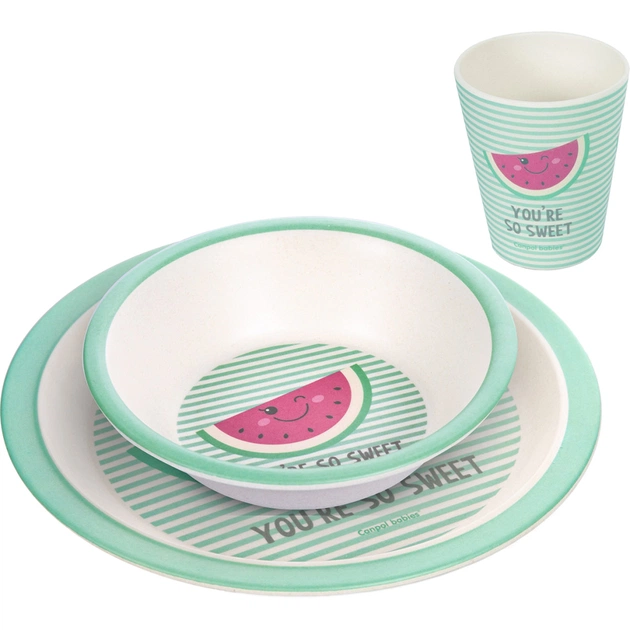 Тарілка дитяча Canpol babies So Cool бамбуковий 3 предмети Рожевий (9/226_pin) - picture 1