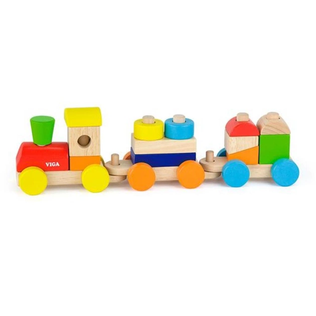 Развивающая игрушка Viga Toys Поезд цветной из кубиков (51610) - изображение 1