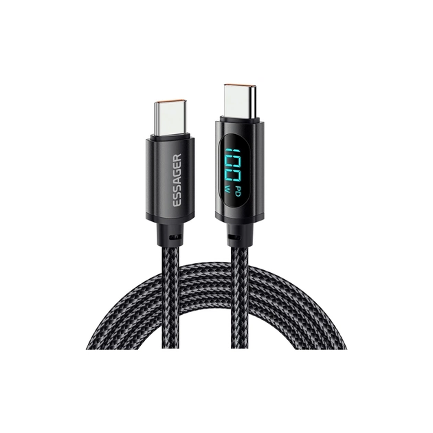 Дата кабель USB-C to USB-C 2.0m 100W LED black Essager (EXCTT1-XYA01-P) - изображение 1