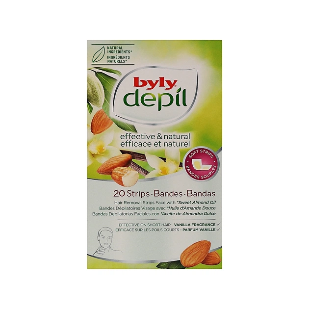 Воскові смужки Byly Для депіляції шкіри обличчя з Мигдалем та Ваніллю 20 шт (8411104043374) - picture 1