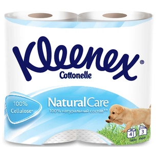 Туалетний папір Kleenex Cottonelle Natural Care 155 відривів 3 шари 4 рулони (5029053541648) зображення 1