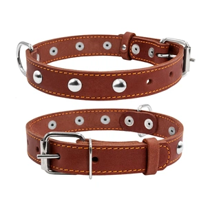 Нашийник для тварин Collar одинарний з прикрасами Ш 20 мм Д 32-40 см коричневий (01356) зображення 1