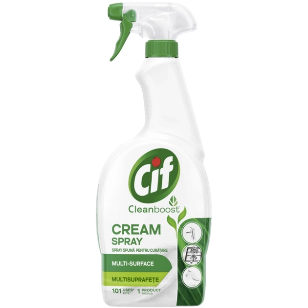 Спрей для чистки кухни Cif Cleanboost Cream Spray Для разных видов поверхностей 700 мл (8720182836403) - изображение 1