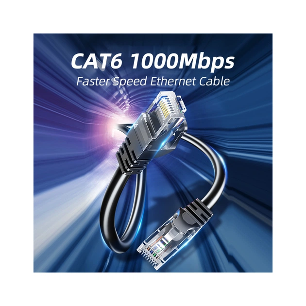 Патч-корд 15м UTP cat 6 RJ45 TopSpeed Ethernet Round Cable Black Essager (EXCWXY-JSE01) - зображення 9