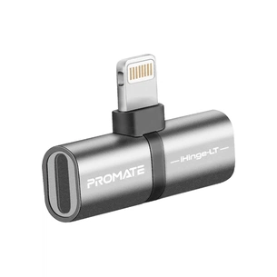 Перехідник Lightning M to 2xLightning F Audiо + Charge Promate (ihinge-lt.grey) зображення 1