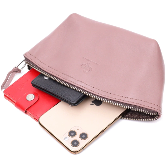 Косметичка Grande Pelle Шкіряна Пудрова (16793) - зображення 8