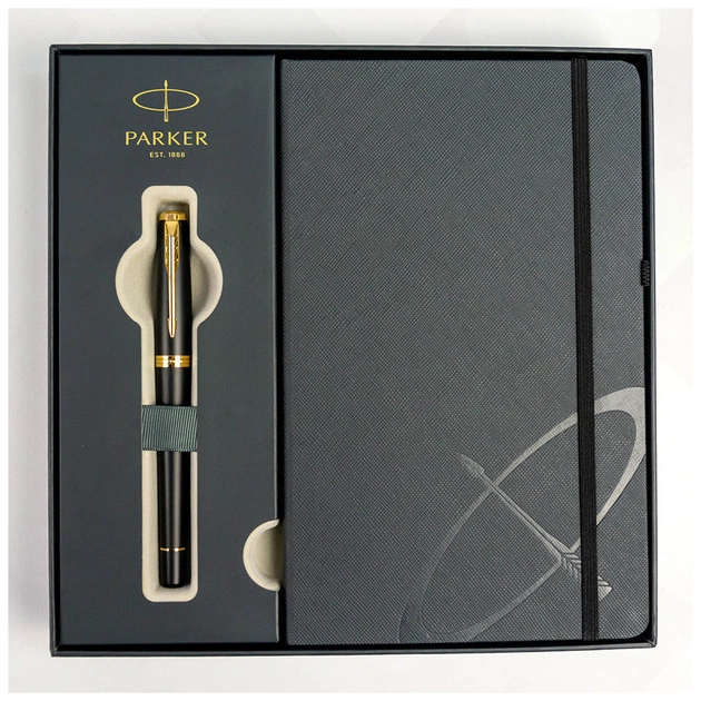 Ручка пір'яна Parker URBAN 17 Muted Black GT  FP F + блокнот Parker + подар.упаковка GIFT24 (30 011b24) - зображення 5
