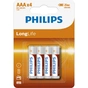 Батарейка Philips AAA R03 LongLife Zinc Carbon * 4 (R03L4B/10) - зменшене зображення 2