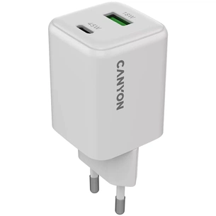 Зарядний пристрій Canyon CU45AC GaN 45W 1xPD 1xQC EU White (CNS-CUW45AC) зображення 1