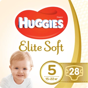 Підгузки Huggies Elite Soft 5 (15-22 кг) Jumbo 28 шт (5029053572611) зображення 1