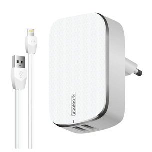 Зарядний пристрій Intaleo TCG242 (2USB2,4A) + Lightning cable white (1283126477454) зображення 1