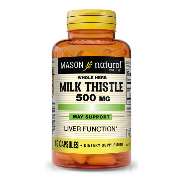 Трави Mason Natural Розторопша 500мг, Milk Thistle, 60 капсул (MAV-11505) - зображення 1