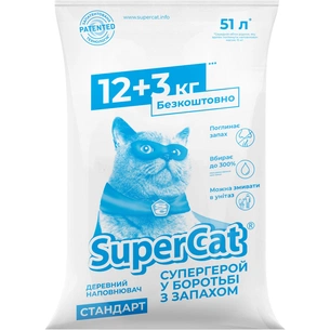 Наповнювач для туалету Super Cat Стандарт Деревний вбирний 12+3 кг (26 л) (5159) изображение 1