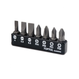 Набір біт Toptul 1/4" 7од. (SL: 4*0.5, 5.5*1, 6.5*1.2; PH1, PH2; PZ1, PZ2) (GAAV0704) зображення 1