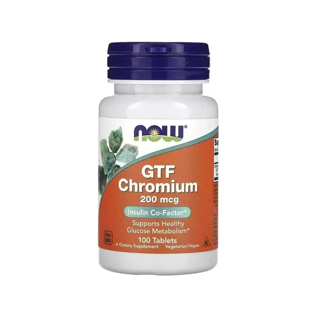Мінерали Now Foods Хром GTF, 200 мкг, GTF Chromium, 100 таблеток (NOW-01430) - зображення 1