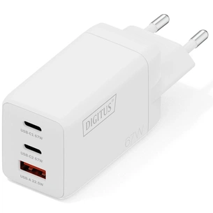 Зарядний пристрій Digitus 2xUSB-C + 1xUSB 67W GaN (DA-10303) зображення 1