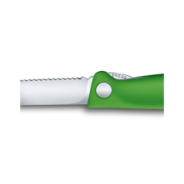 Кухонний ніж Victorinox SwissClassic Foldable Paring 11 см Serrated Green (6.7836.F4B) - зображення 4