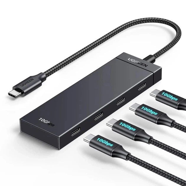 Концентратор Ugreen USB-C to 4xUSB-C 3.2 Gen2 10Gbps CM806 black (35584) - зображення 1